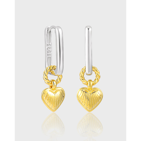 A40616 unique square elegant plated s925 sterling silver heart earrings