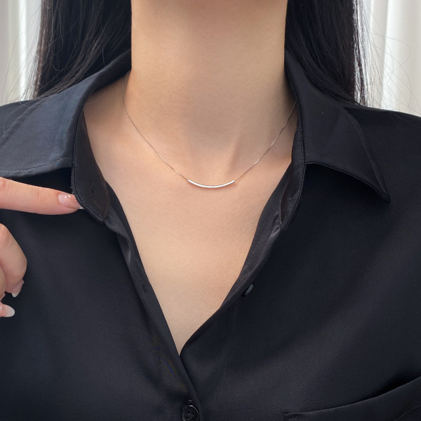A44398 s925 silver trendy sweet unique simple necklace