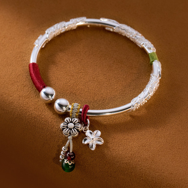 A38053 silver design flower rope adjustable bangle elegant vintage bracelet