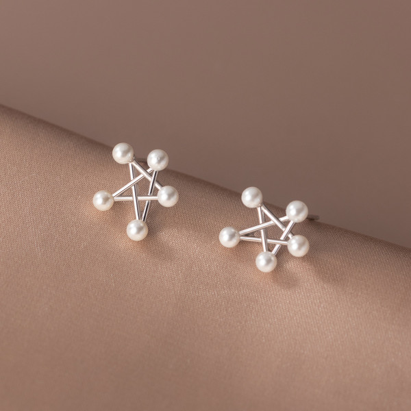 A35466 s925 sterling silver stars earrings