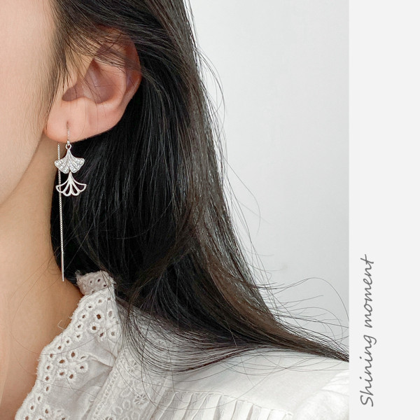 A44539 s925 sterling silver trendy sweet rhinestone hollowed string stud earrings