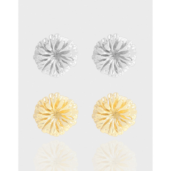 A43643 double layered flower stud sterling silver s925 earrings