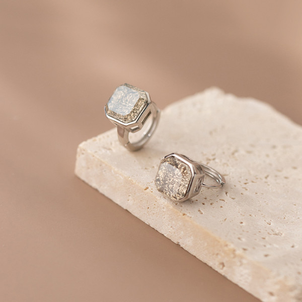 A35894 s925 sterling silver square cubiczirconia gold simple earrings