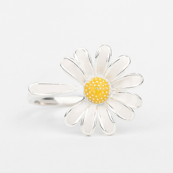 A32705 s925 sterling silver simple flower small trendy silver ring