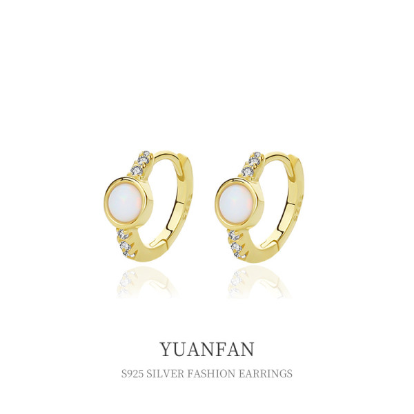 A37097 925 sterling silver simple cubiczirconia vintage opal earrings