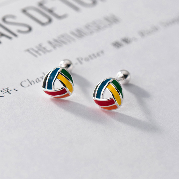 A38219 s925 sterling silver colorful triangle stud design unique earrings