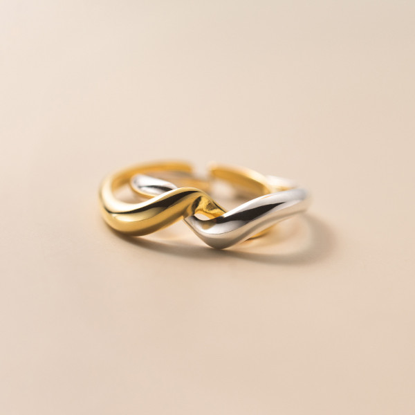 A45360 silver weave double wrap ring
