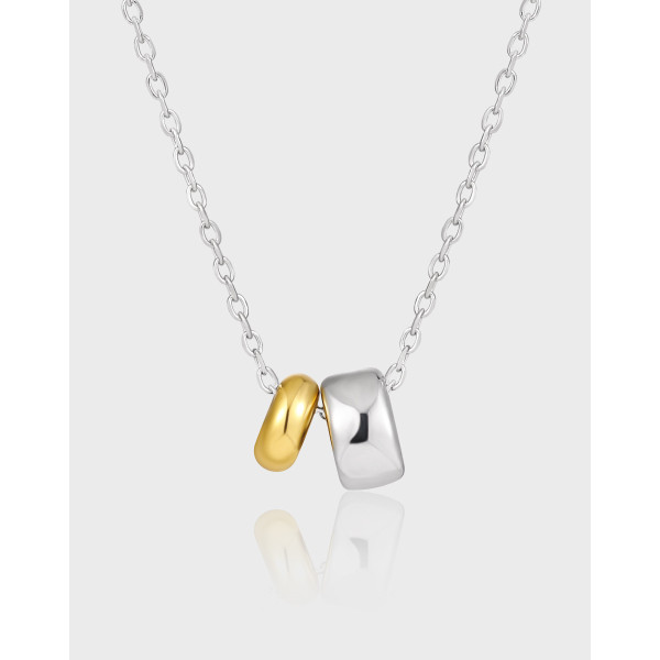 A41208 unique plated geometric circle s925 sterling silver necklace