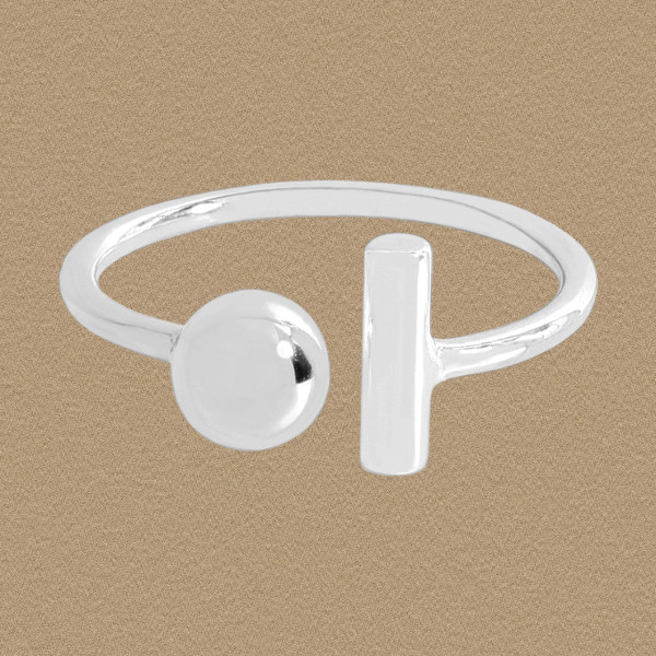 A44651 symmetric bead adjustable sterling silver s925 ring