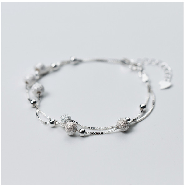 S0240 925 sterling silver brushed ball bracelet 