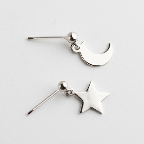 A32716 s925 sterling silver stars moon silver unique silver earrings