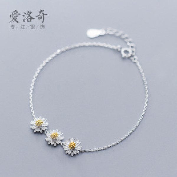 A35188 s925 sterling silver charm trendy daisy charm bracelet