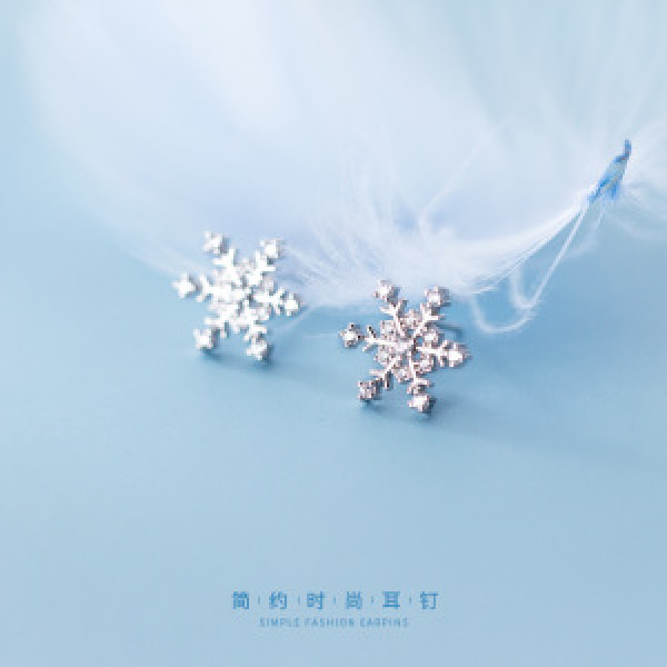 A44862 s925 silver stud christmas unique snowflake rhinestone sweet earrings