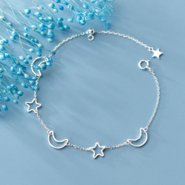 A46358 s925 silver charm fashion simple trendy hollowed elegant bracelet