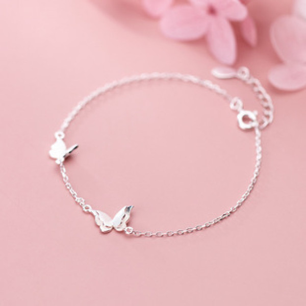 A35193 s925 sterling silver charm trendy cute butterfly bracelet
