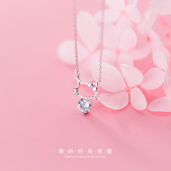 A45367 s925 silver fashion cute hollowed elegant rhinestone choker necklace