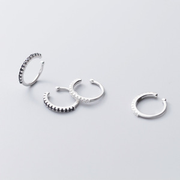 A45366 s925 silver fashion elegant clipon simple trendy rhinestone earrings