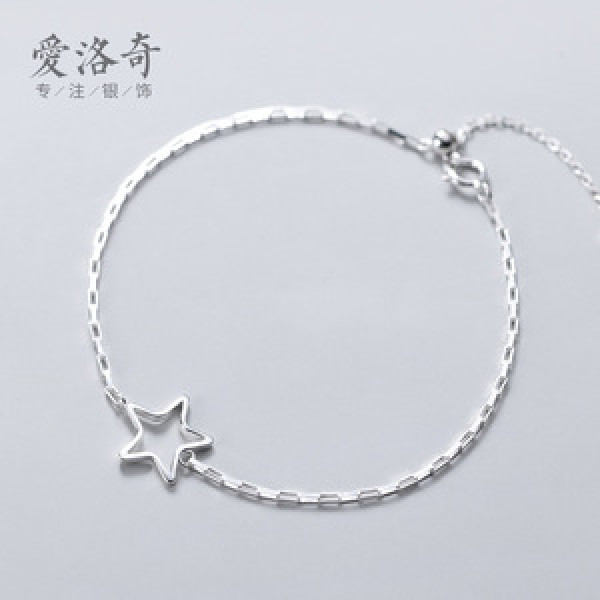A43574 s925 silver simple elegant charm unique stars bracelet