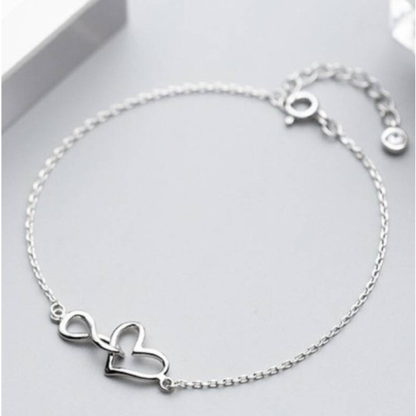 925 sterling silver heart infinity chain bracelet