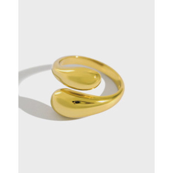 A37628 s925 sterling silver minimalist teardrop adjustable elegant ring