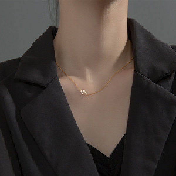 A45410 s925 silver trendy simple initial elegant goldplated gold short necklace