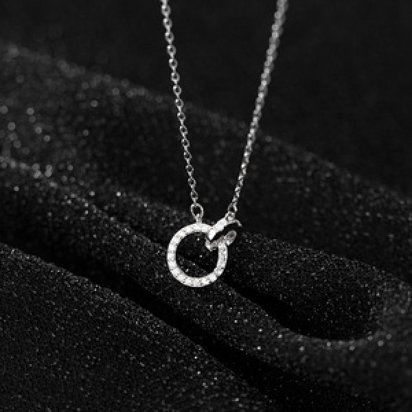 A45413 s925 silver sweet simple double circle elegant necklace