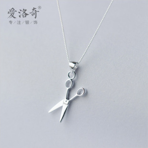 A35222 s925 sterling silver fashion unique scissor necklace