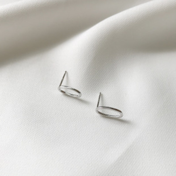 S11315 925 sterling silver stud women geometric oval silver stud earrings silver