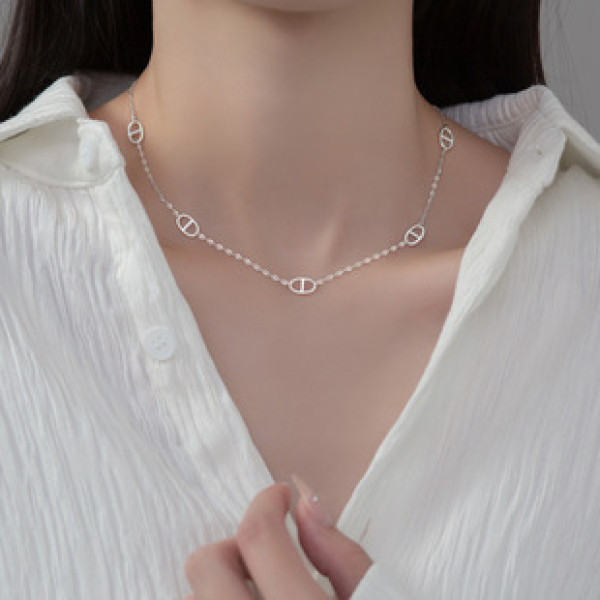A38326 s925 sterling silver hollowed trendy design necklace