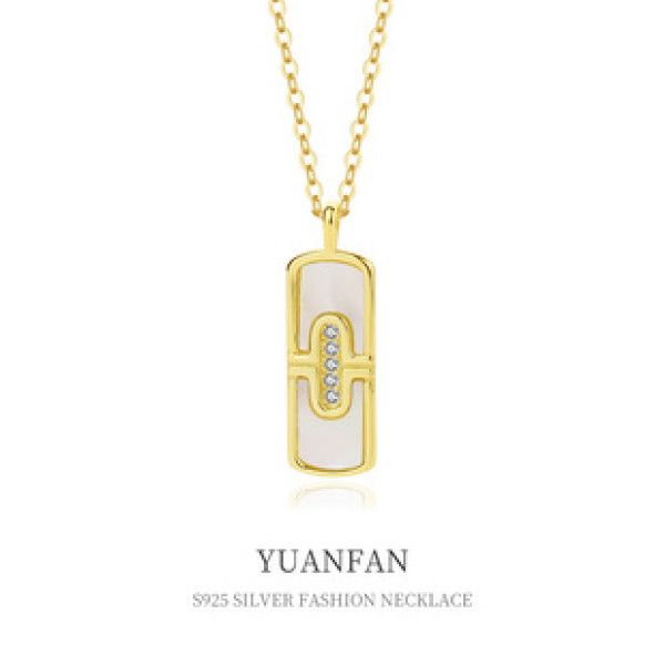 A37557 sterling silver white unique cubic zirconia necklace