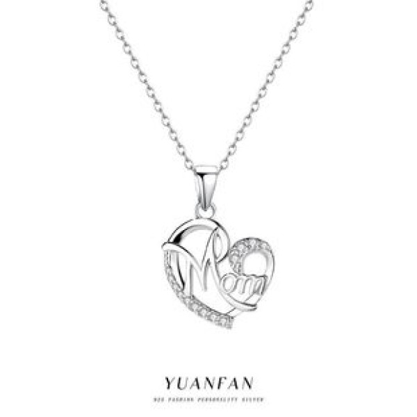 A43043 s925 sterling silver fashion heart cubic zirconia hollowed necklace
