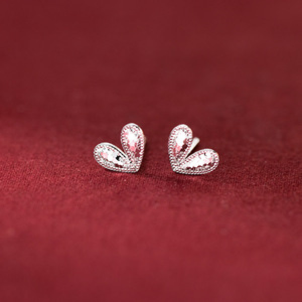 A46091 s925 sterling silver trendy sweet teardrop heart stud earrings
