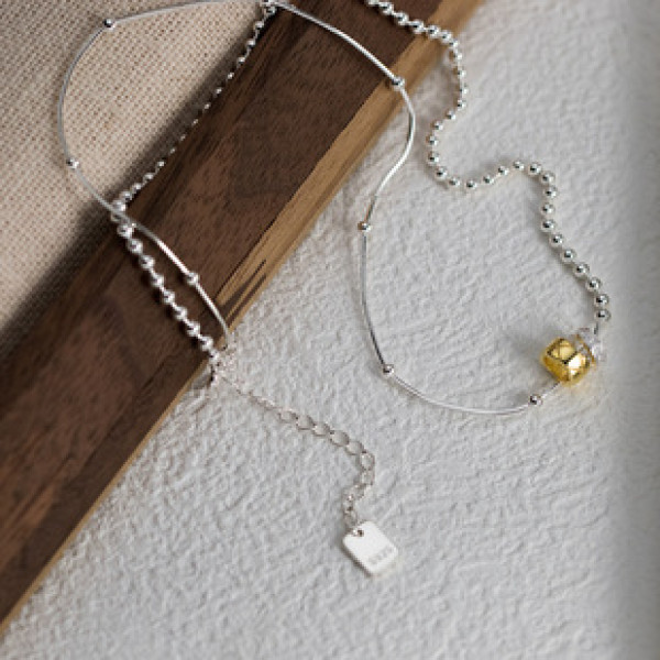 A43434 s925 sterling silver fashion simple circle dainty necklace