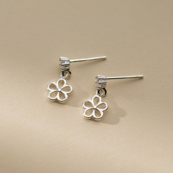 A41271 s925 sterling silver rhinestone hollowed floral stud earrings trendy earrings