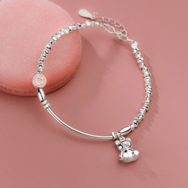 A41427 s925 silver bear charm simple elegant bracelet