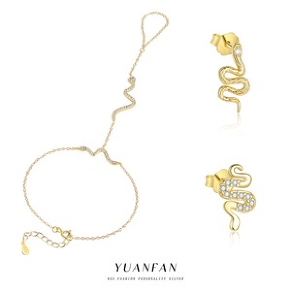A45845 stackable set s925 sterling silver serpent dangle earrings