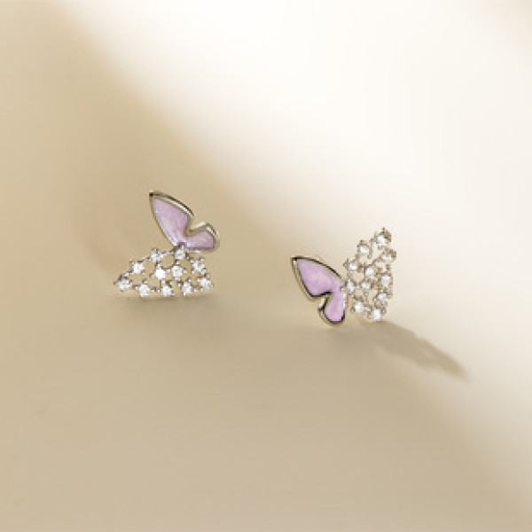 A42515 s925 sterling silver rhinestone butterfly stud fashion earrings
