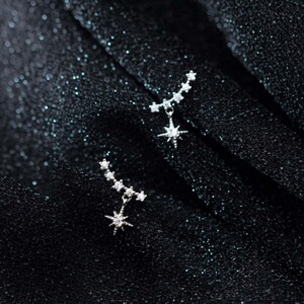 A44424 s925 silver trendy stars stud sweet rhinestone earrings