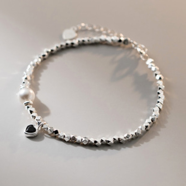 A41353 s925 sterling silver trendy rhinestone heart charm sweet bracelet