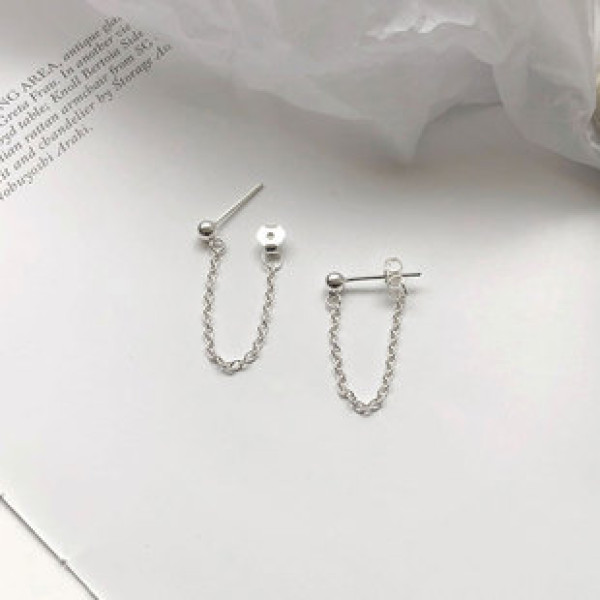 A40105 s925 silver chain bar simple elegant design earrings
