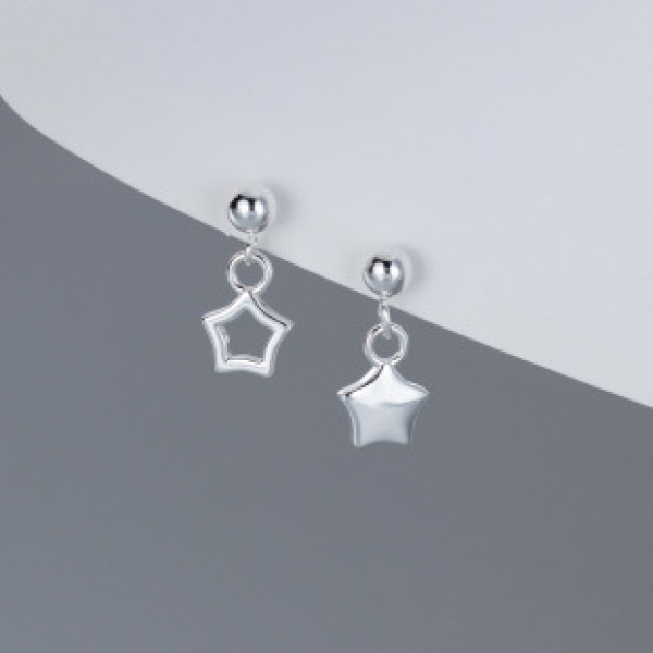 A41085 s925 sterling silver elegant trendy hollowed stars sweet earrings