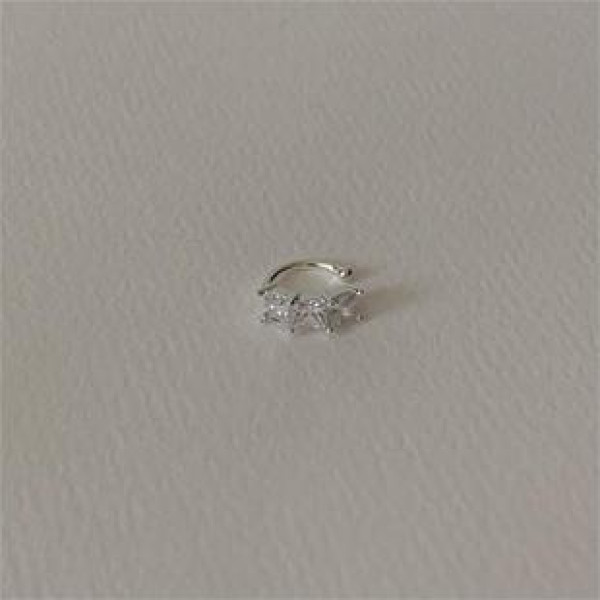A39999 sterling silver cubic zirconia clipon simple stud earrings