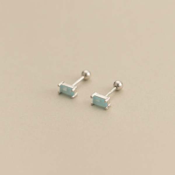 A39218 sterling silver stud square rhinestone piercing earrings