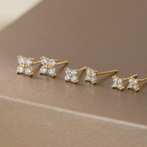 A46258 s925 sterling silver sweet dainty rhinestone stud earrings