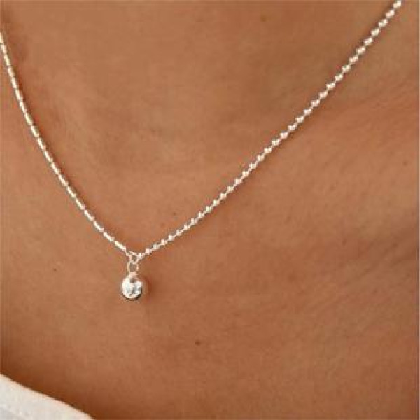 A42269 sterling silver bead simple elegant necklace