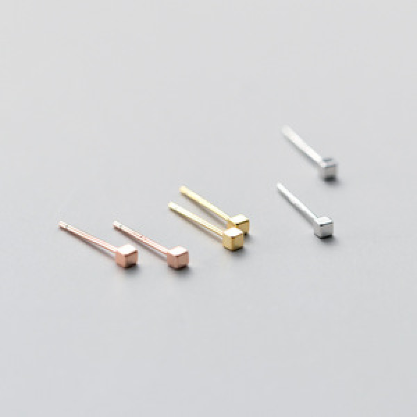 A43457 s925 silver piercing cute square stud unique earrings