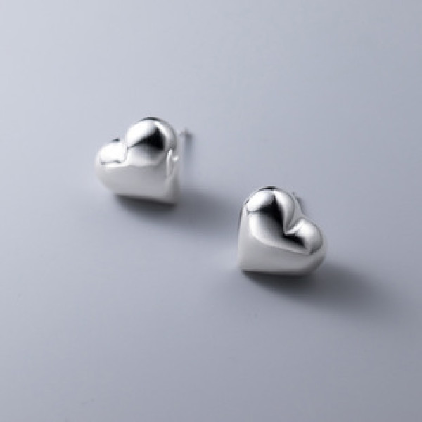 A41114 s925 sterling silver heart stud elegant heartshape earrings