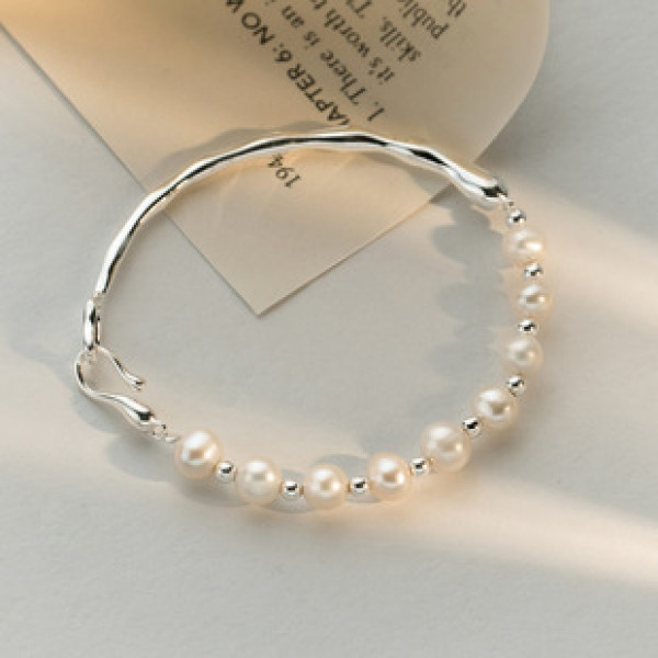 A41550 s925 silver pearl bangle design tree bracelet
