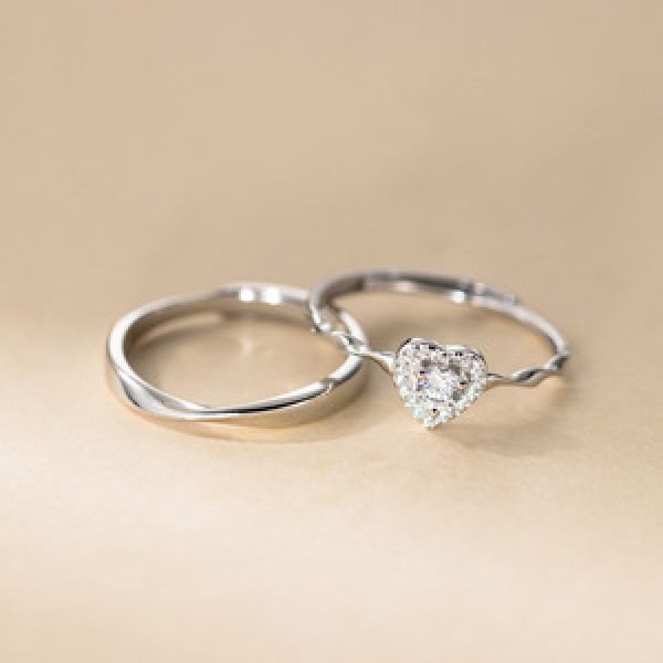 A45427 s925 sterling silver trendy sweet simple rhinestone heart ring