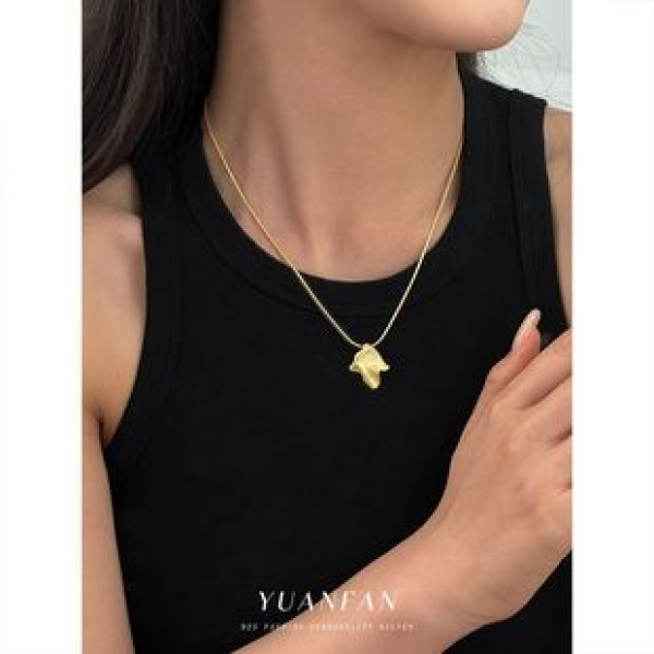 A43028 s925 sterling silver unique design grade gold metal geometric necklace
